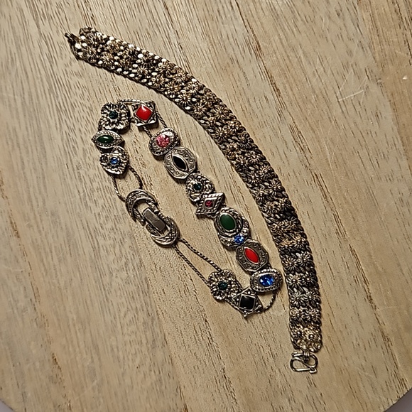 Mixed Jewelry lot 8 bracelets 1 wrap necklace gold and silver tone charms - Picture 12 of 14